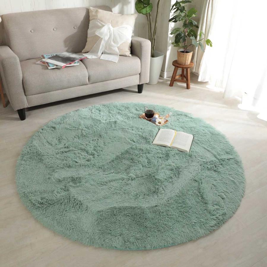 ラグマット シフォン| 大人気！洗えるスベリ止め付きマイクロファイバーロングシャギーラグ　約190cm円形 |  | 11