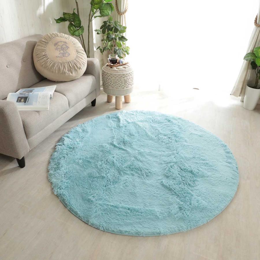 ラグマット シフォン| 大人気！洗えるスベリ止め付きマイクロファイバーロングシャギーラグ　約190cm円形 |  | 12