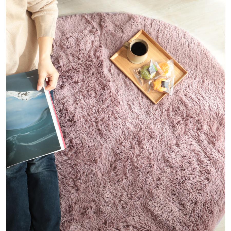 ラグマット シフォン| 大人気！洗えるスベリ止め付きマイクロファイバーロングシャギーラグ　約190cm円形 |  | 13