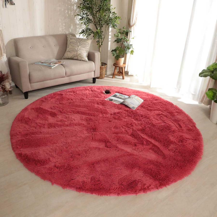 ラグマット シフォン| 大人気！洗えるスベリ止め付きマイクロファイバーロングシャギーラグ　約190cm円形 |  | 14