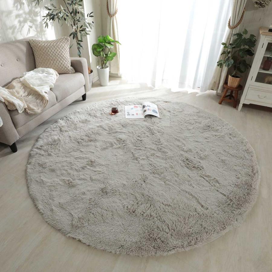 ラグマット シフォン| 大人気！洗えるスベリ止め付きマイクロファイバーロングシャギーラグ　約190cm円形 |  | 16