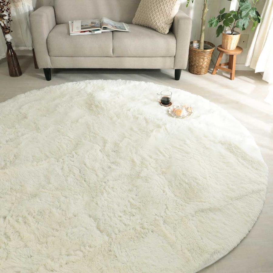 ラグマット シフォン| 大人気！洗えるスベリ止め付きマイクロファイバーロングシャギーラグ　約190cm円形 |  | 07