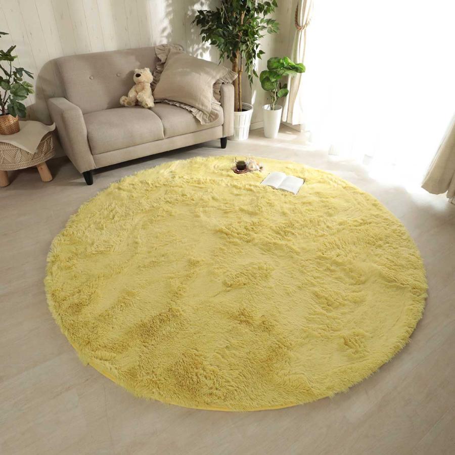 ラグマット シフォン| 大人気！洗えるスベリ止め付きマイクロファイバーロングシャギーラグ　約190cm円形 |  | 09