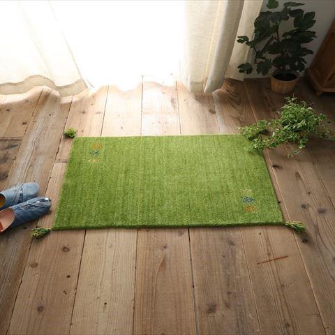 玄関マット アヤカ | 上質ウール100％のインドギャッベ　玄関マット　約60x90cm | 