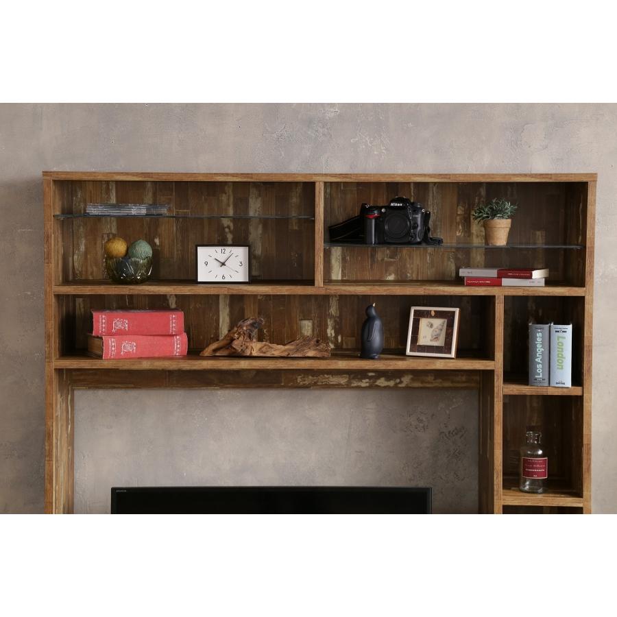 Cave 寄木柄 壁面収納付き テレビボード おしゃれ モザイク ウッド TV  