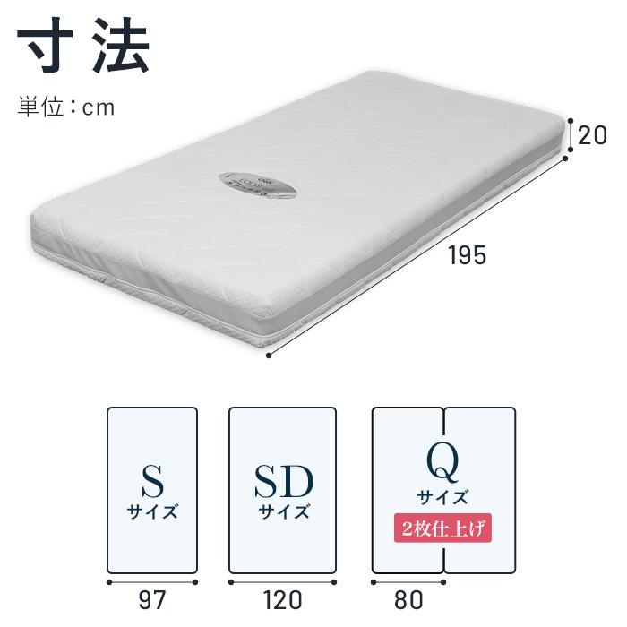 EOLYS エオリス 厚さ20cm シングル ラテックスマットレス 3ゾーン 体圧