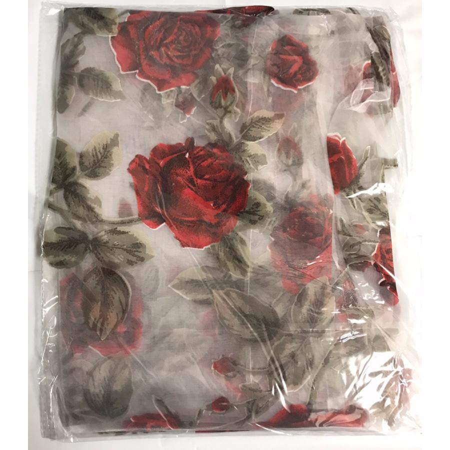 のれん レース カーテン 薄 ピンク バラ 柄 2枚セット 花柄ポール