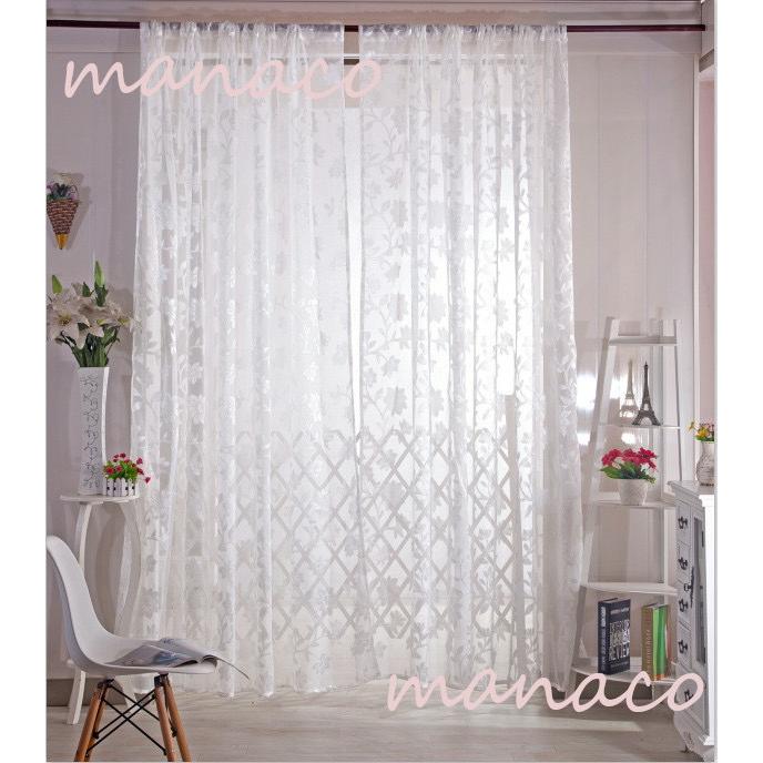 6枚 ホワイトセット シンプルS 白 ミラー レース カーテン コットン