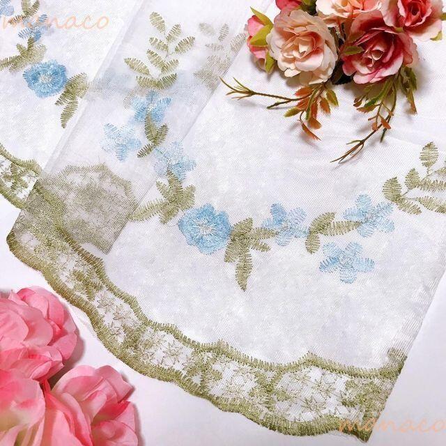 レース カーテン おしゃれ 2枚セット ヨーロピアン 刺繍 ピンク ブルー のれん スカラップ 生地 間仕切り |  | 14