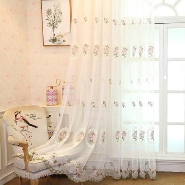 6枚 ホワイトセット シンプルS 白 ミラー レース カーテン コットン