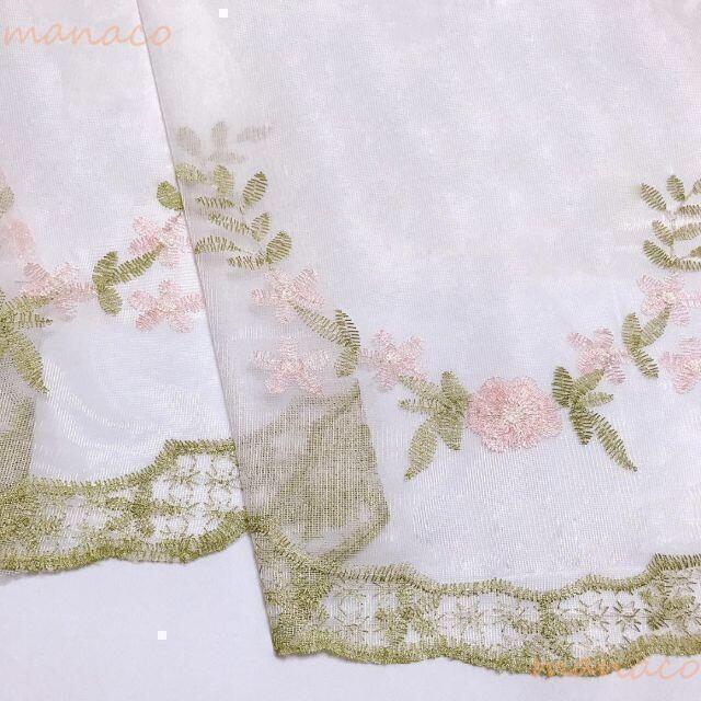 レース カーテン おしゃれ 2枚セット ヨーロピアン 刺繍 ピンク ブルー のれん スカラップ 生地 間仕切り |  | 09