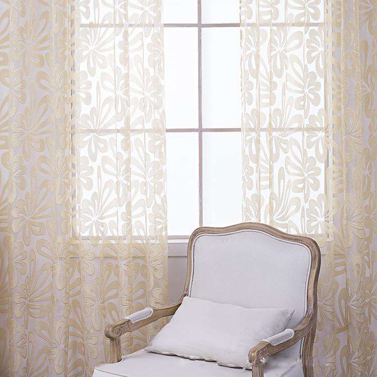 レースカーテン のれん 1枚 洗える レース カーテン 3D 紫 クリーム