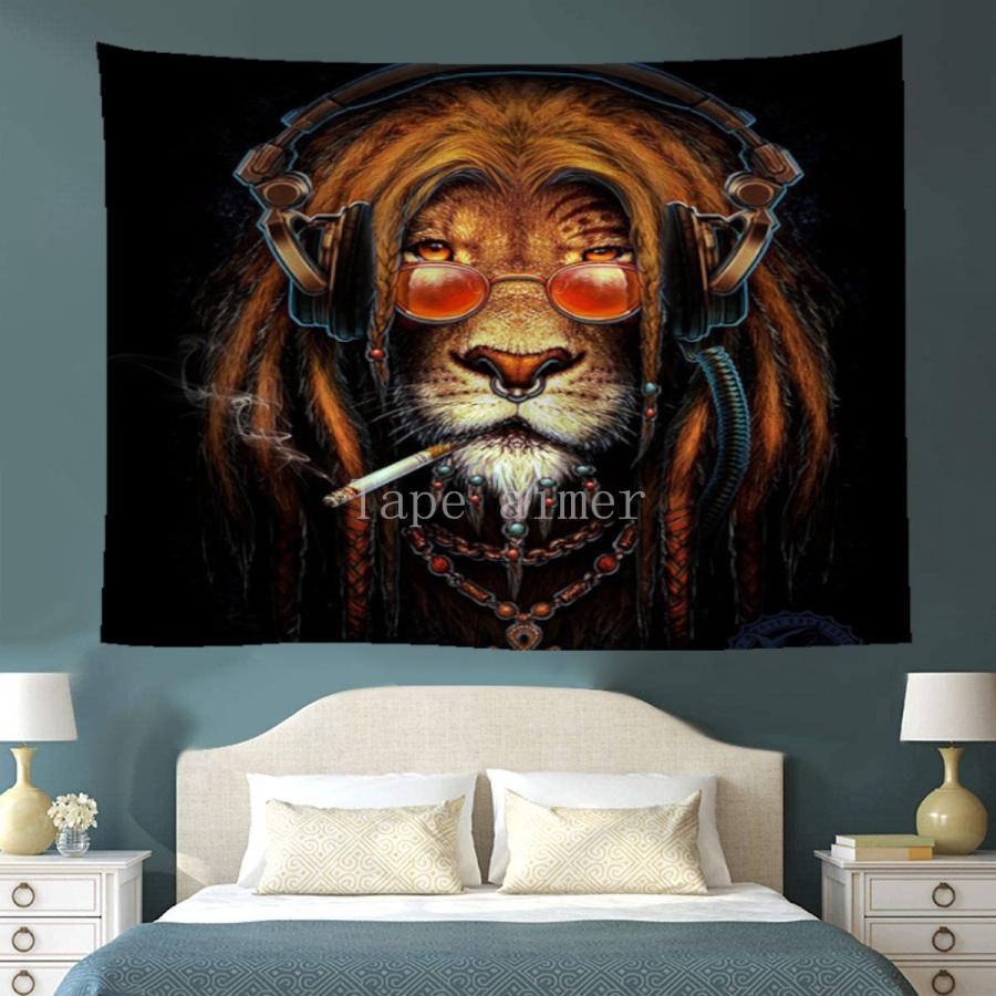 タペストリー おしゃれ 北欧 大判 王者 金具付 ライオン 強い