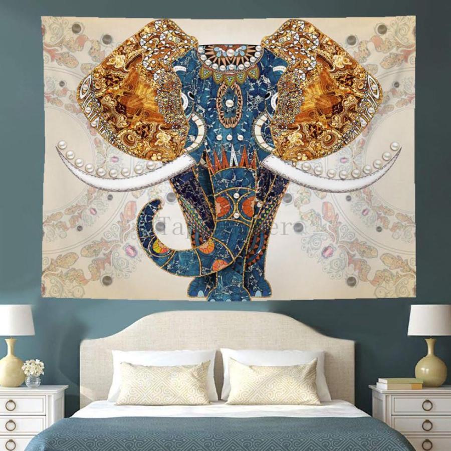 タペストリー おしゃれ 北欧 大判 王者 金具付 ライオン 強い