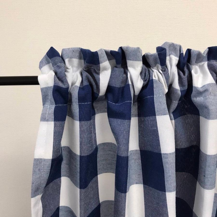 カフェカーテン 青 チェック柄 幅120cm×丈47cm レース 小窓 突っ張り棒 出窓 透けにくい 遮光 |  | 04