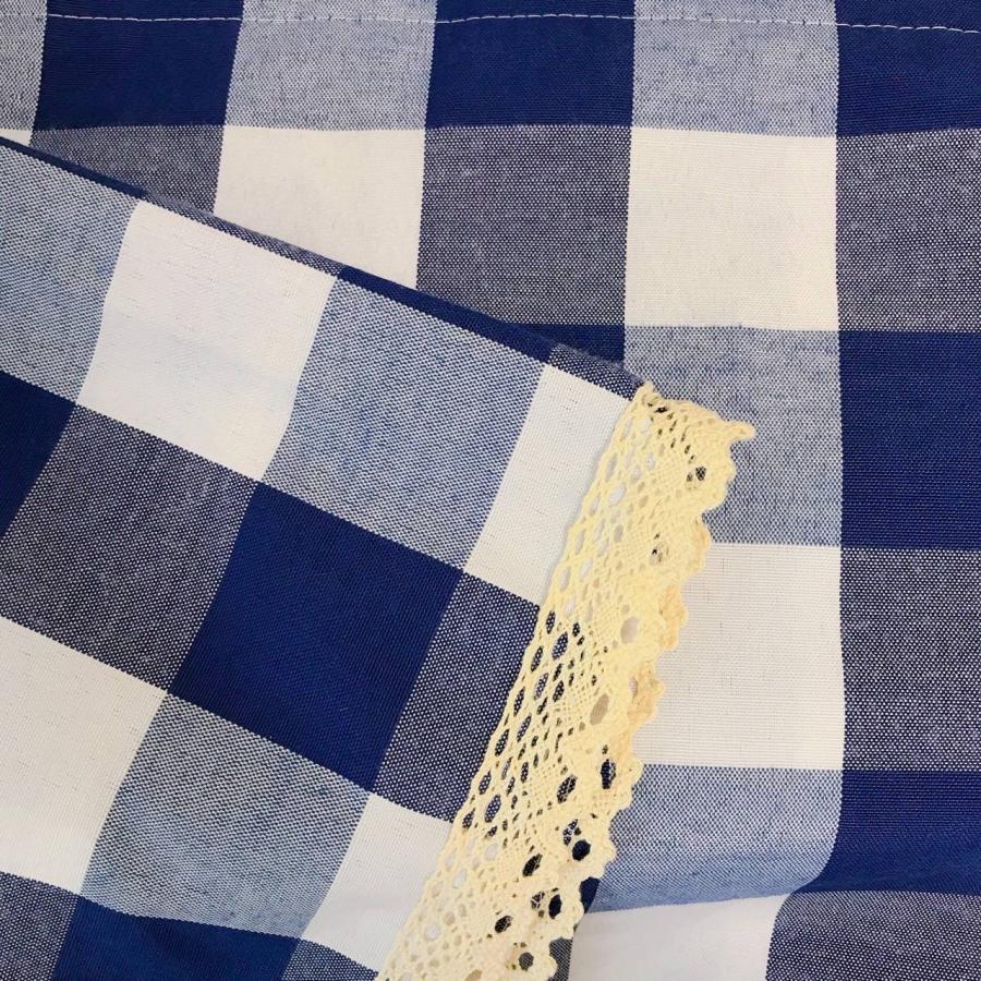 カフェカーテン 青 チェック柄 幅120cm×丈47cm レース 小窓 突っ張り棒 出窓 透けにくい 遮光 |  | 02