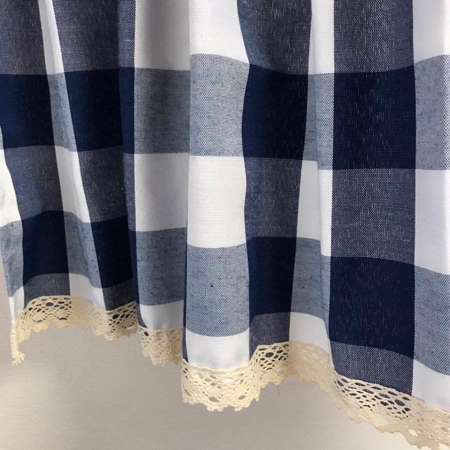 カフェカーテン 青 チェック柄 幅120cm×丈47cm レース 小窓 突っ張り棒 出窓 透けにくい 遮光 |  | 06