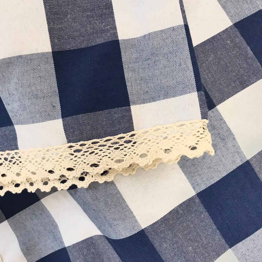 カフェカーテン 青 チェック柄 幅120cm×丈47cm レース 小窓 突っ張り棒 出窓 透けにくい 遮光 |  | 08