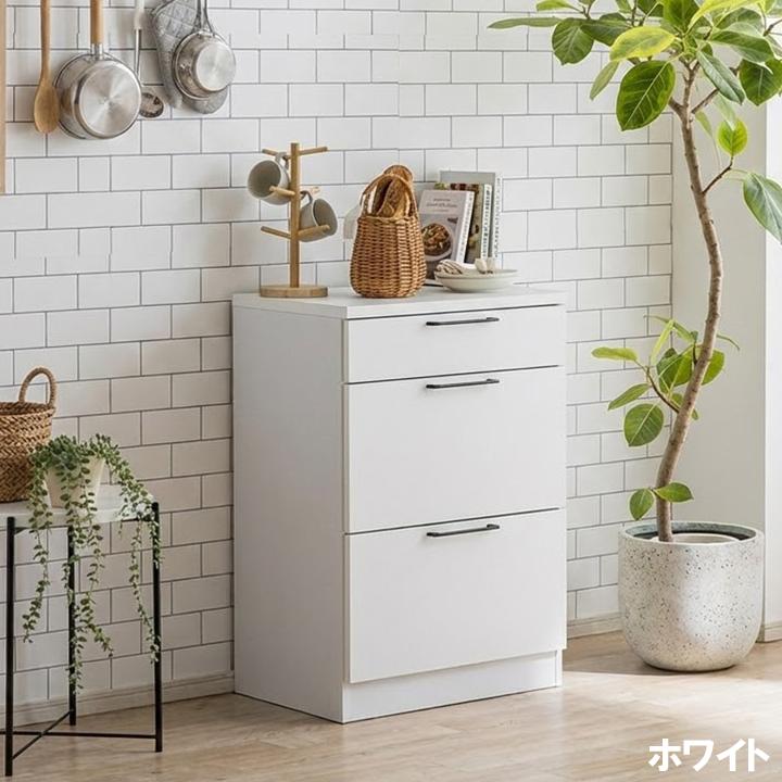 キッチンカウンター 幅59cm 完成品 引き出し収納 3段 キッチン収納