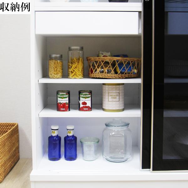 【開梱設置無料】 食器棚 カップボード 幅120 日本製 国産 大容量 フルオープンレール_5