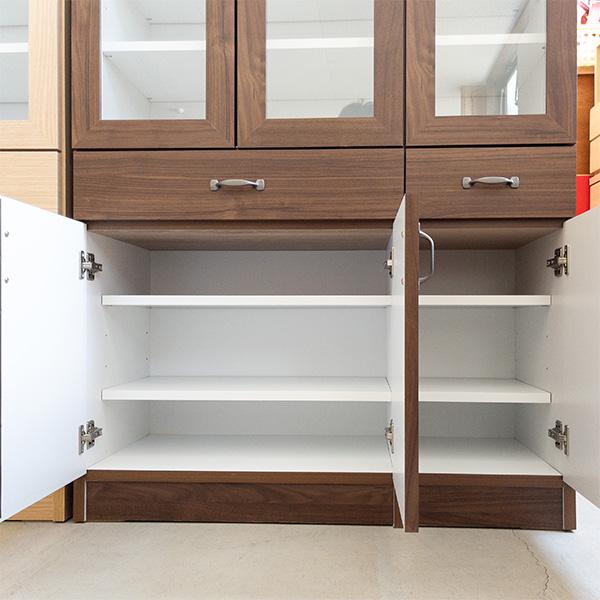 食器棚 幅90cm 完成品 高さ148cm 日本製 大川家具 コンパクト 低め 