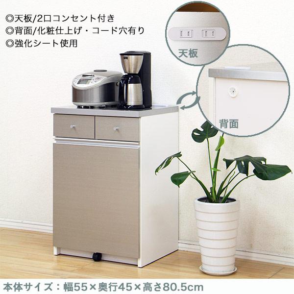 ダストボックス キッチンカウンター 2分別 完成品 ペール付き キッチン用ごみ箱｜interior-moka224｜02