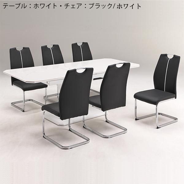 食卓テーブルセット 7点セット 伸縮式 6人掛け 6人用 200cm幅 ダイニング セラミック 高級 ホワイト おしゃれ 木製 韓国インテリア_1