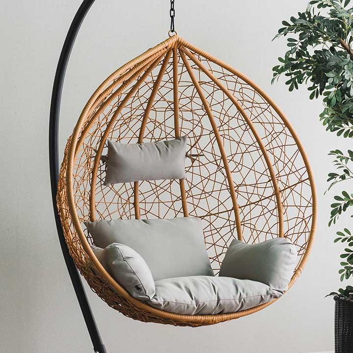 ハンギングチェア ゆりかご椅子 1人掛け 自立式 スタンド付き 吊り下げ