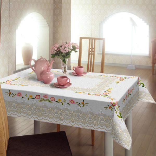 【新品タグ付き】テーブルクロス　バテン レース　ベージュ　130×170 Meilleure 撥水ジャカード テーブルクロス 約130×170cm｜インテリア