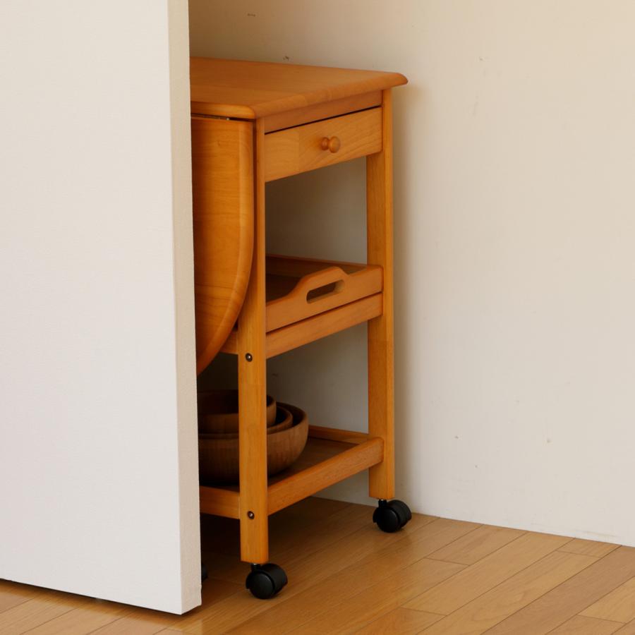 弘益 キッチンワゴン 幅42.5〜85cm キャスター付 木製ワゴン