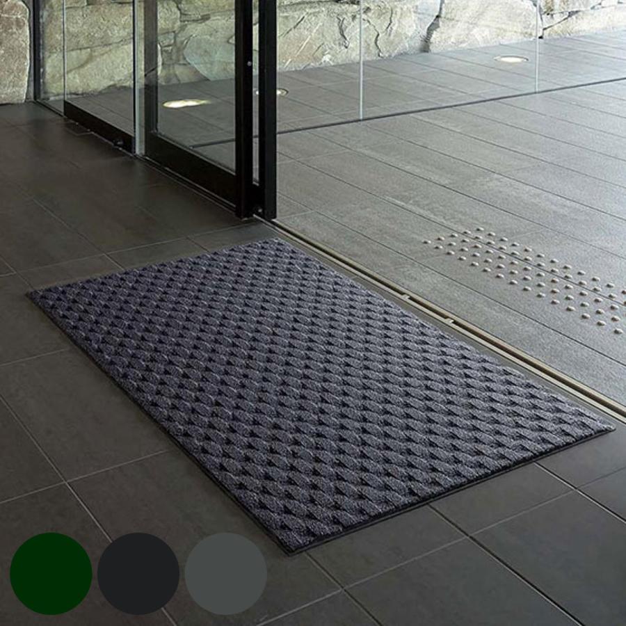 玄関マット　室内用　吸水マット　ダブルウェーブ　105x195cm　グレー