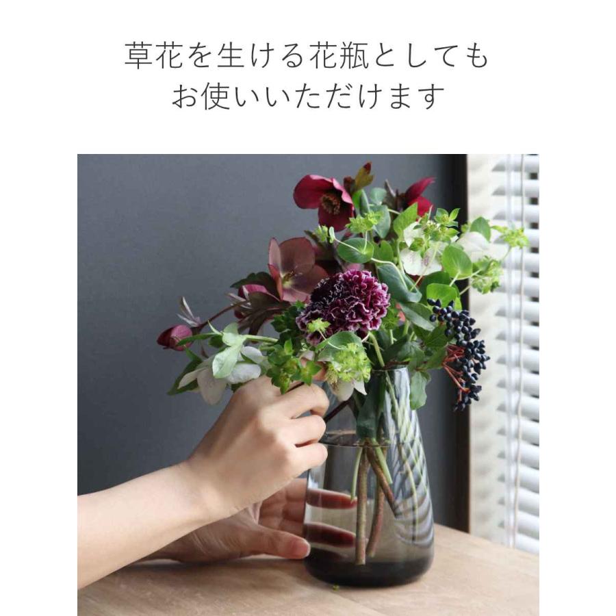 陶器製ダークトーン花瓶 オリエンタルな花柄模様のセラミックベース筒花瓶（フラワー