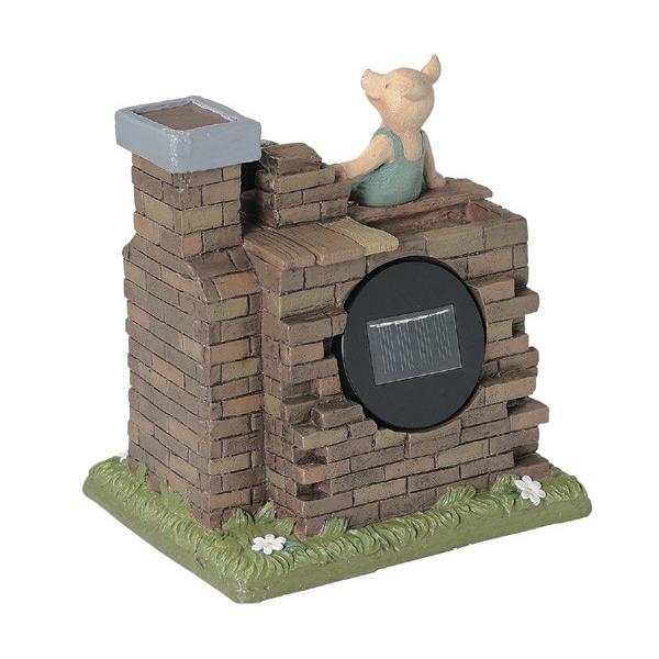 ガーデンオーナメント ソーラーライト 3匹のこぶた レンガの家