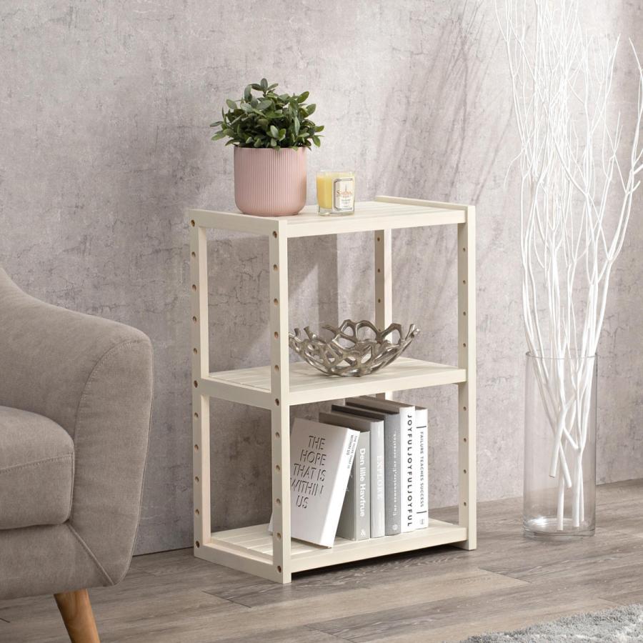 HAGiHARA（萩原） オープンラック 3段 木製 ディスプレイラック ウッド