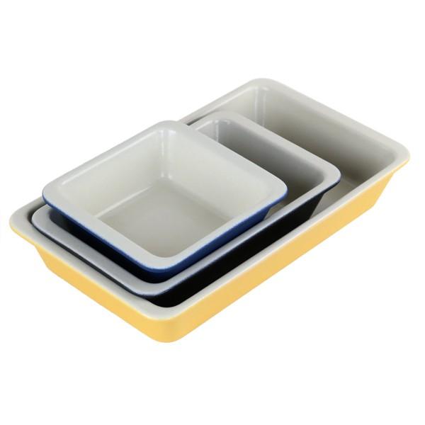 グラタン皿 13cm 洋食器 スクエア コーナー 3個セット イエロー （ 1人