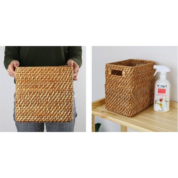 収納ボックス 縦型 ラタン 籐製 1／2サイズ 幅17×奥行26×高さ24cm