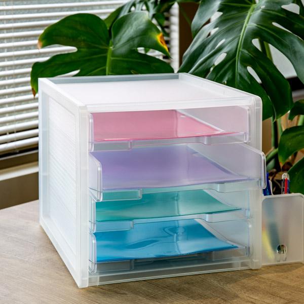 SANKA レタートレー A4 4段 半透明 squ＋ ナチュラ ソーフィス （ 収納