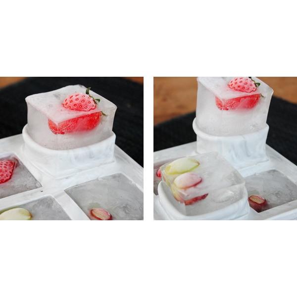 製氷皿 MATRE FRANCAIS メトレフランセ 4 ラージキューブ グレーマーブル シリコン製 （ 製氷器 アイストレイ ブロックアイス