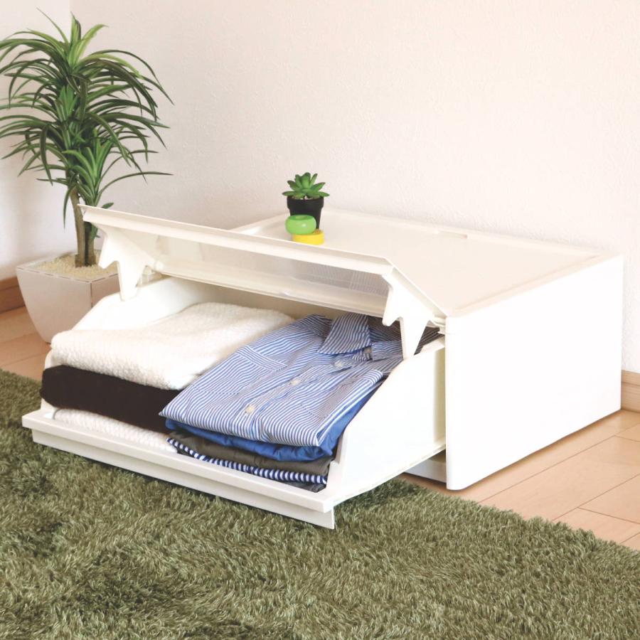JEJアステージ 収納ケース 1段 前開き 引き出し 白 完成品 日本製