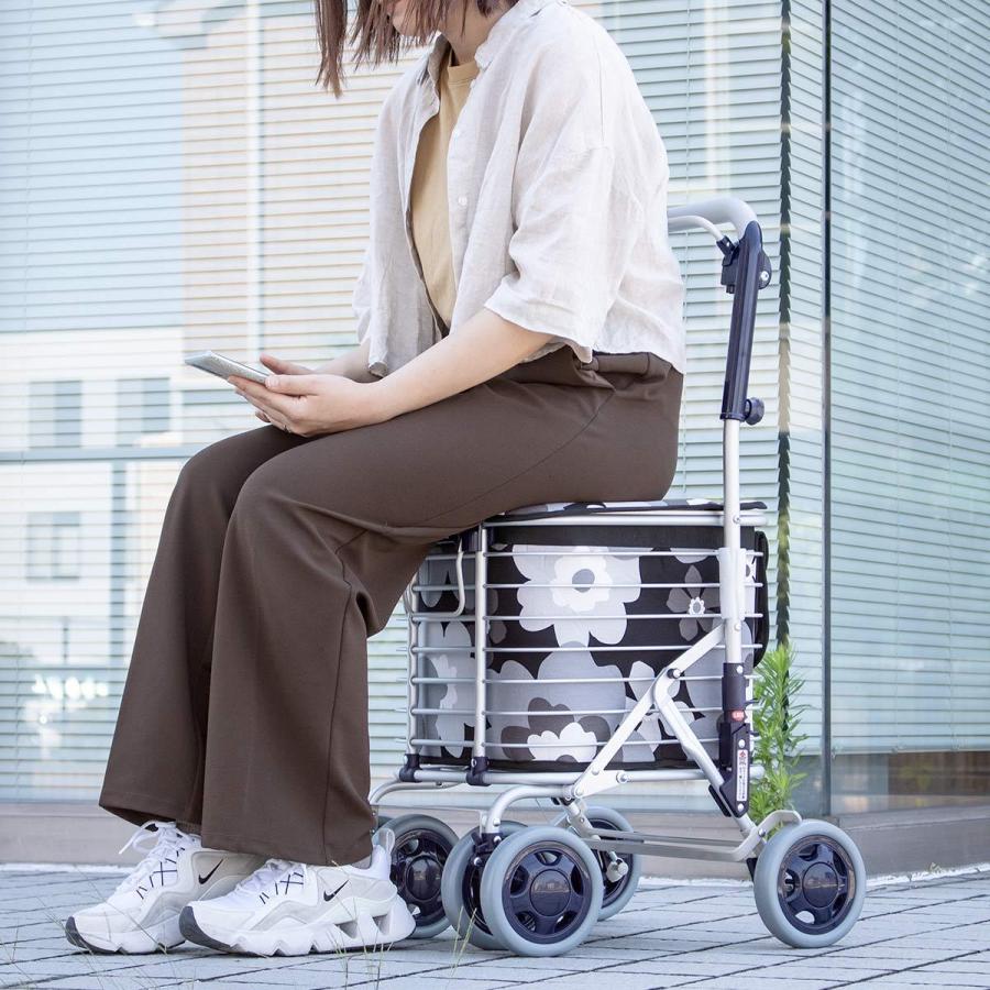 折りたたみシルバーカー キャリーカート　ショッピング　ワイヤー Uber（ユーバ） ショッピングカート ワイヤーカート スワレル バッグ