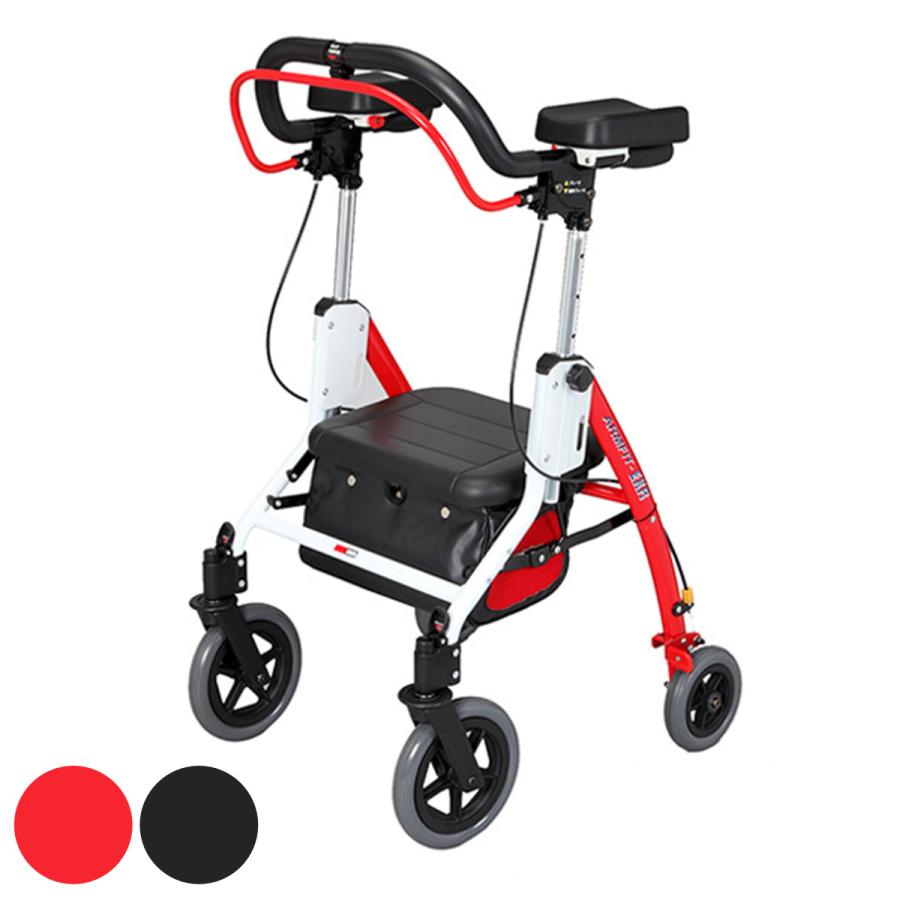 赤い座れる歩行器 バスケット付き