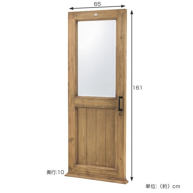 ウォールミラー ドア型ミラー 天然木 幅65cm （ ミラー 姿見 かがみ 鏡