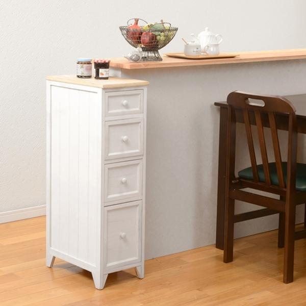 スリムチェスト 4段 桐チェスト カントリー調 シャビーウッド 幅25cm