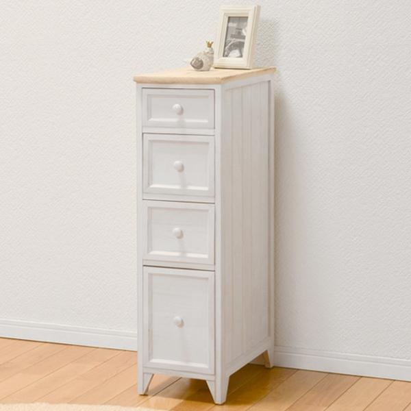 スリムチェスト 4段 桐チェスト カントリー調 シャビーウッド 幅25cm