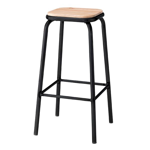 ハイスツール 2脚セット 高さ71cm スチール 木製 天然木 スツール