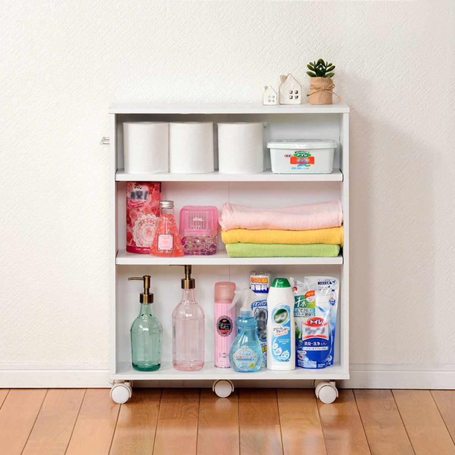 すきま収納ラック 幅16cm キャスター付 可動棚 3段 （ マガジンラック