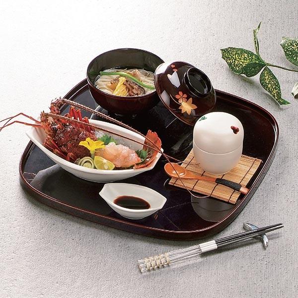 懐石盆 木製 尺2 くつわ盆 溜 盆 敷膳 越前漆器 漆塗 角盆 （ お盆 膳