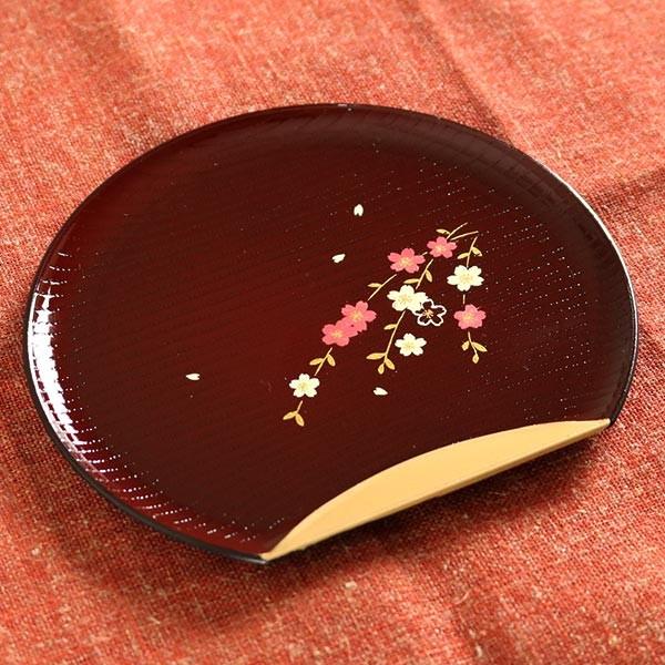 銘々皿 半月皿 溜渕金 花さくら 漆器 和菓子 皿 食器 日本製 同色5枚
