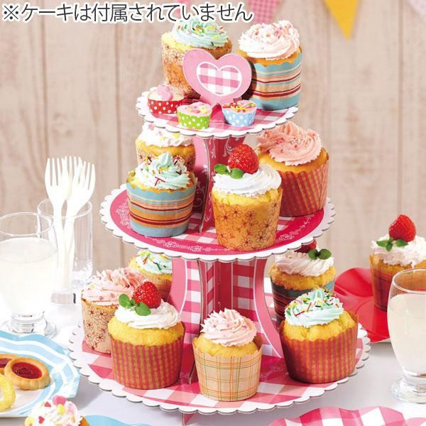 ケーキスタンド 3段 ピンク カップケーキ スタンド パルプ製 組立式 （ ケーキ デザート デザートスタンド カップケーキスタンド ）｜interior-palette｜02