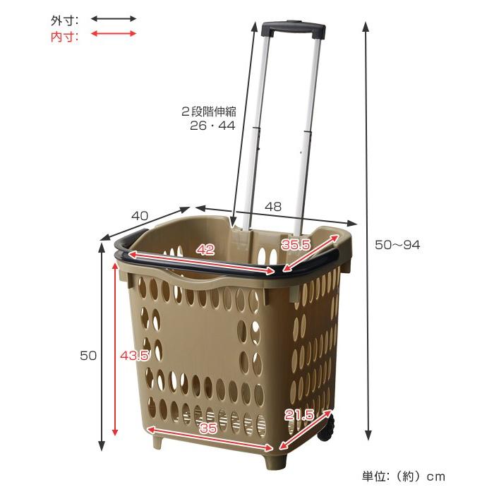 キャリーカート ビッグキャリングバスケット ロック式 ショッピングカート 買い物カゴ バスケット インテリアパレットヤフー店 通販 Yahoo ショッピング